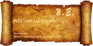 Mándity Ernő névjegykártya